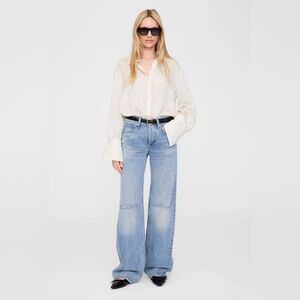 NWT‎ Anine Bing Bridget Shirt in Ivory & Black in XS